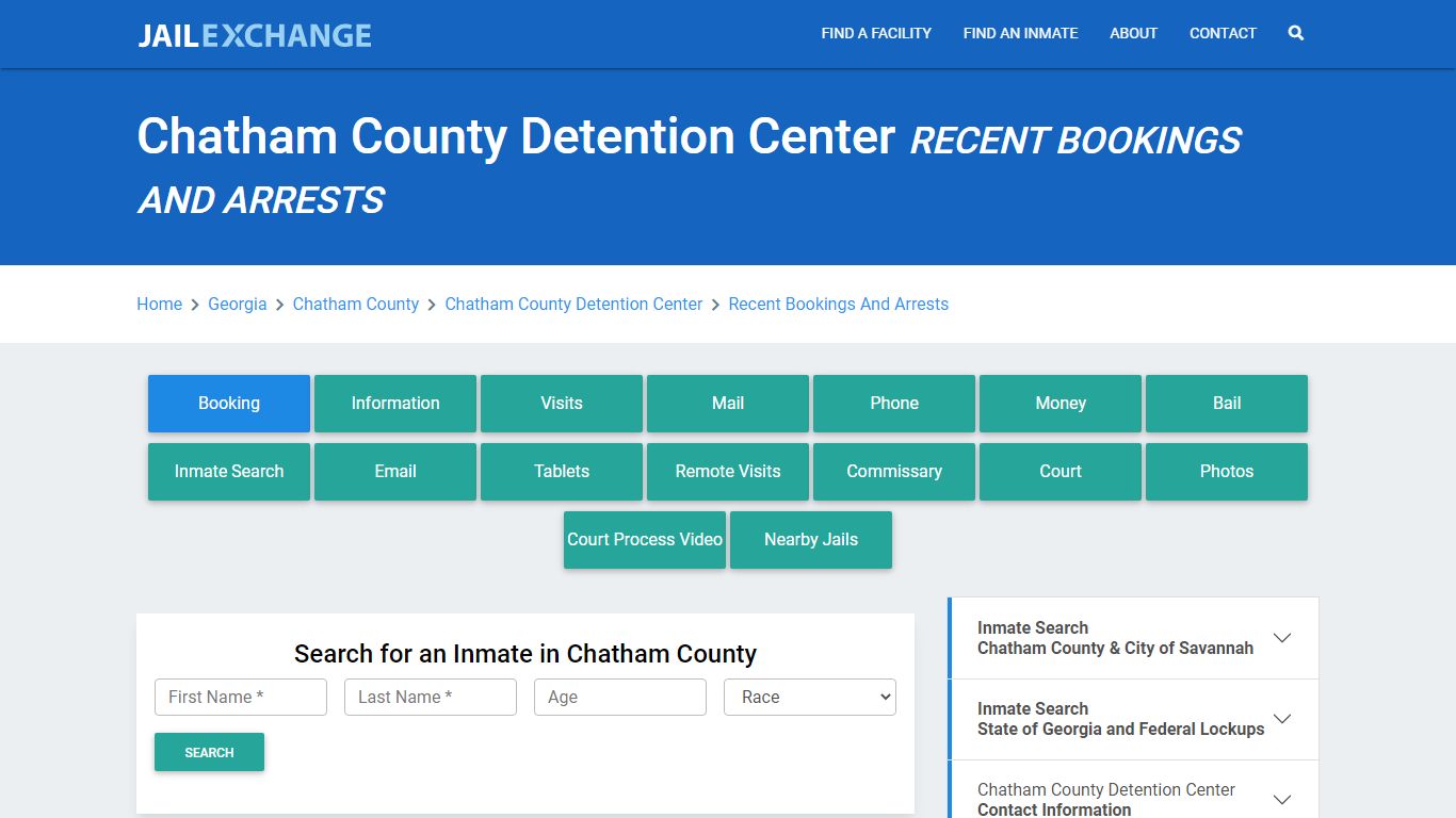 Chatham County Detention Center Recent Bookings And Arrests - Jail Exchange